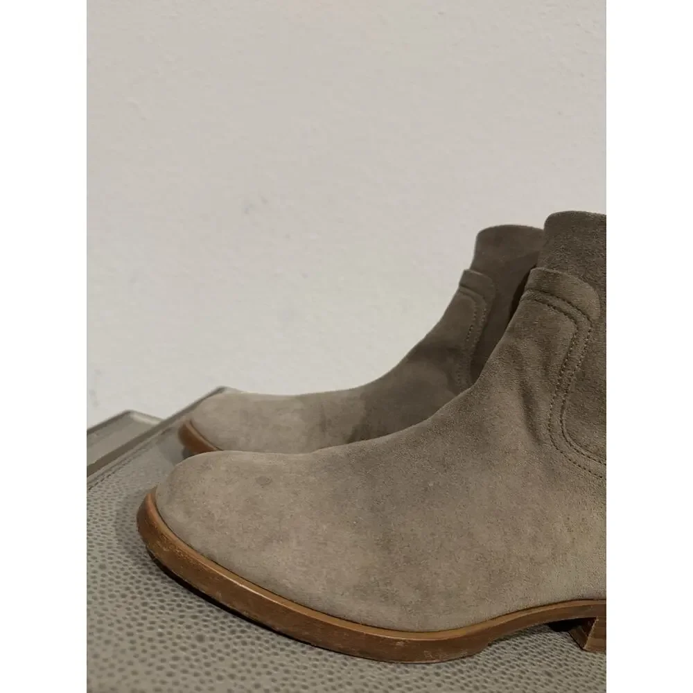 Rag & Bone Moto Boot Booties Womens Size 36.5 / 6.5 US Beige Suede Leather Italy